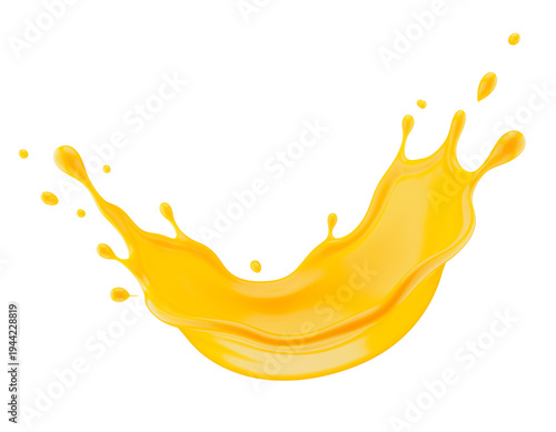 Abstract orange splash isolated on a white background. 3d render