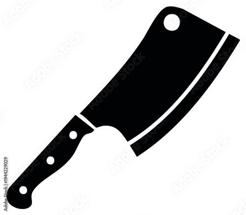 Vector icon of a sharp heavy blade meat cleaver kitchen knife for chopping and butchering food