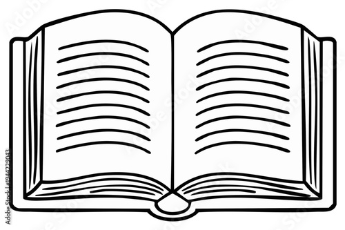 Open Book Illustration with Lines, Pages, and Contour Drawing