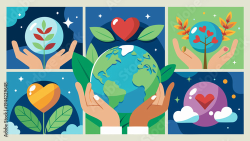 Set of 6 eco friendly icons vector