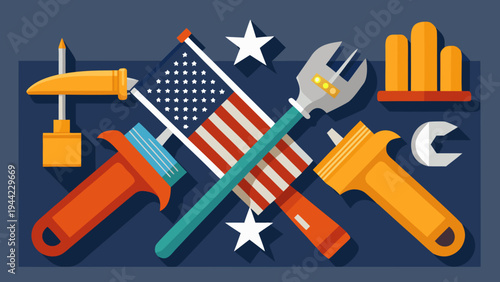 Set of patriotic tools vector icons