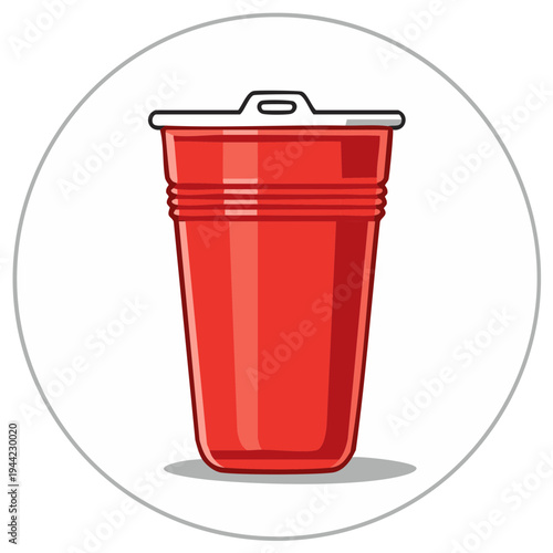 Isolated Red Plastic Cup Icon, Party Drinking Container, Beverage Vessel Illustration