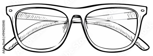 Hand-Drawn Sketch of Modern Wayfarer Style Eyeglasses