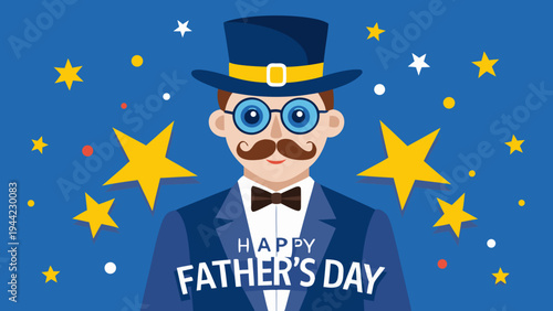 Father's Day illustration of smiling man in top hat
