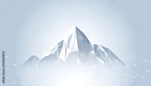 Geometric mountain peak with connected dots, representing network or blockchain concepts