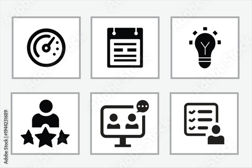 Business icon vector set. Solid icons vector collection.