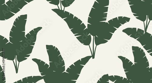 Tropical green leaves pattern closeup.