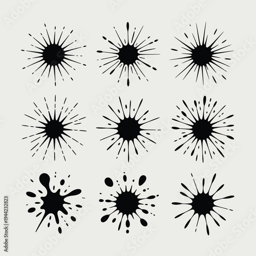 Black Ink Splatter Burst Vector Illustration