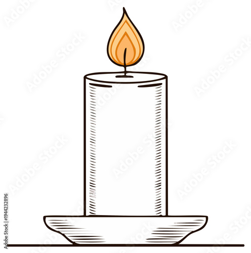 Burning Candle Illustration in Holder Symbolizing Light Hope and Remembrance