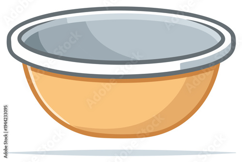 Clean vector graphic of an empty kitchen bowl with a simple orange and gray design