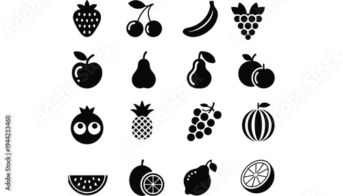 A fruit icon set in black silhouette on a white background