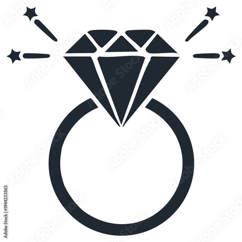 Diamond Ring Icon Sparkle Celebration Symbol