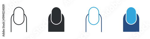 Nail icon set, finger nail manicure icon. Beauty and nail care concept. Cosmetic grooming symbol. Vector illustration.