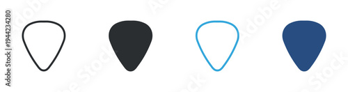 Guitar pick icon set, plectrum music accessory icon. Musical instrument equipment concept. Guitar playing symbol. Vector illustration.
