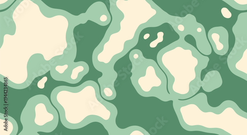 Green and beige abstract shapes pattern.