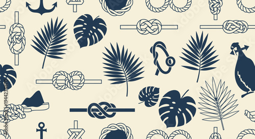 Nautical Rope and Palm Tree Icons.