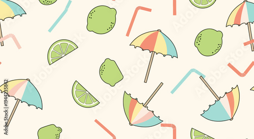 Colorful umbrella and lime wedges pattern.