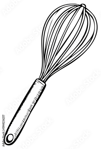 Kitchen whisk illustration line drawing cooking utensil art