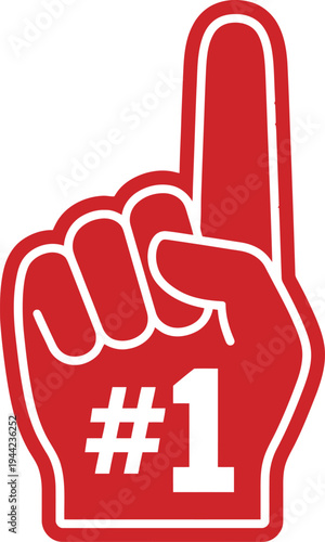 Red foam finger pointing up with #1 vector illustration