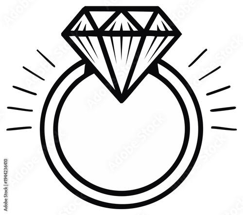 Sparkling Diamond Engagement Ring Illustration Radiating Brilliance