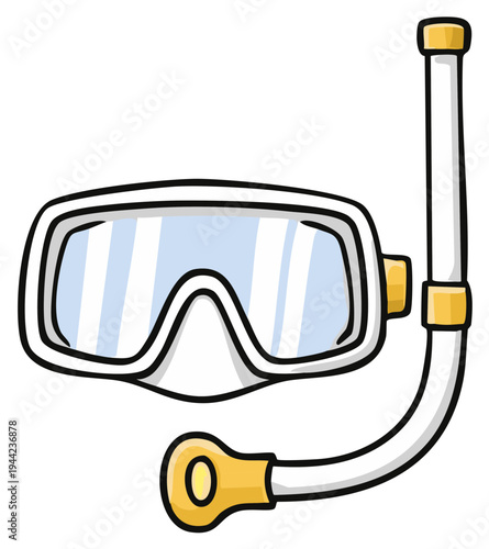 Cartoon Snorkel Mask and Tube for Diving Exploration