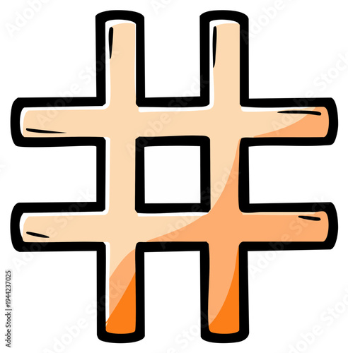 Orange Hashtag Symbol Isolated on White Background Minimalist Design