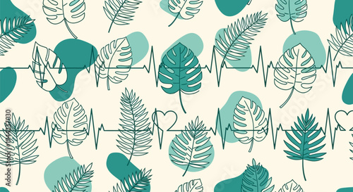 Leaves in various green shades pattern.