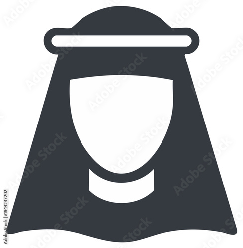 Simple flat vector icon of an Arab man in a traditional keffiyeh headdress