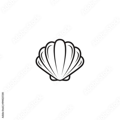Black and White Seashell Illustration.