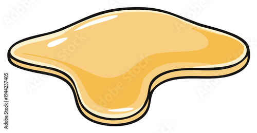 Golden Liquid Cartoon Style, Cartoon Graphic Design Element with Honey or Syrup
