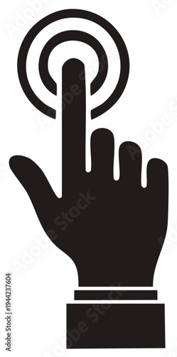 Hand pressing a touch screen button, illustrating modern interactive control and device interfaces, for ease of use and intuitive operation