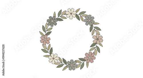 Floral Wreath with Pink Flowers.