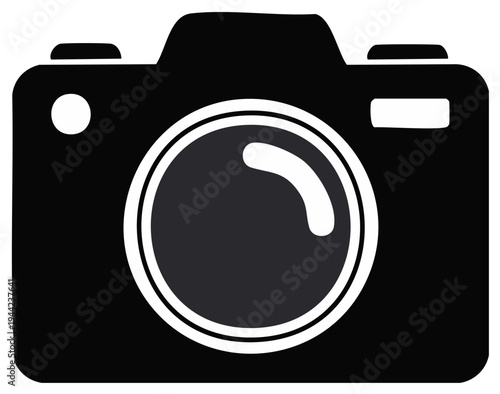 Simple Silhouette of a Classic Camera with a Lens