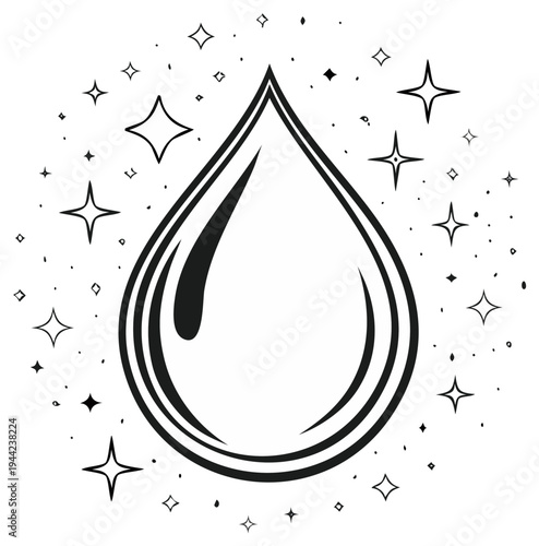 Sparkling Water Drop Icon Clean Freshness Symbol Cleanliness Element Abstract Droplet Shape