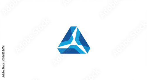 Blue Geometric Triangle Shape Abstract Design.