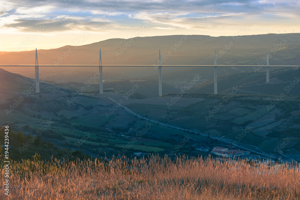 Obraz premium Spectacular View at Millau bridge in France city famous landmark 