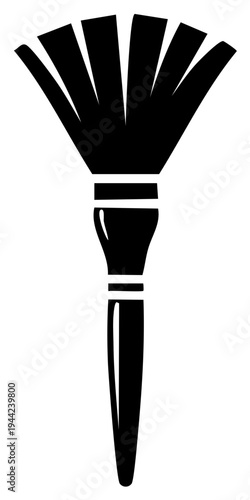 Black makeup brush vector illustration isolated on a white surface, beauty and cosmetic tool icon