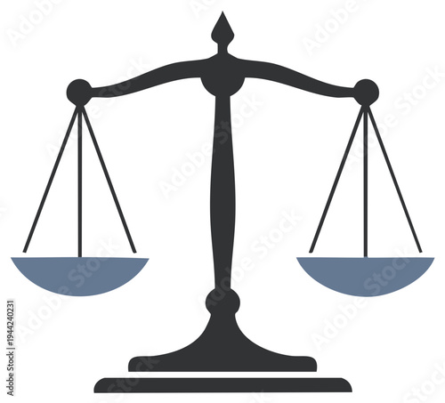 Symbol of Justice Silhouette: Flat Icon Representing Legal, Court, and Fairness Concepts