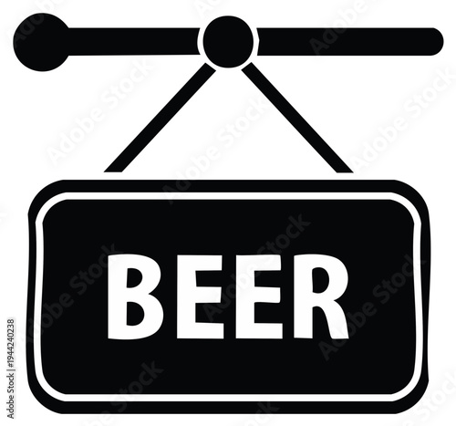 Black and White Beer Sign with Hanging Bar Element