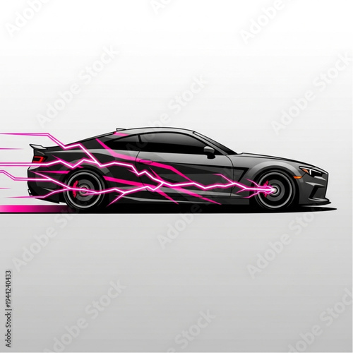 Black Sports Car with Neon Pink Accents.