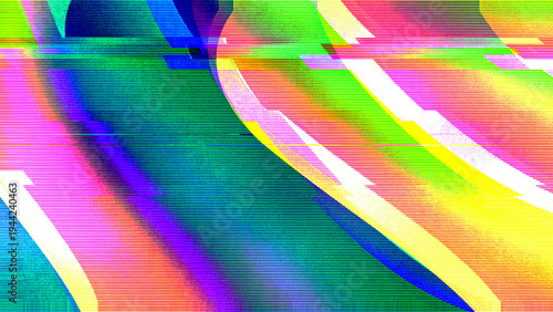 Vibrant Glitch Pattern in Fluorescent Colors for Futuristic Y2K and 2000s Style