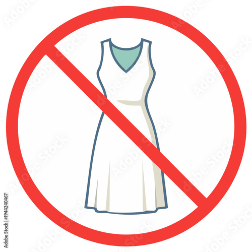 No dress icon representing a prohibition against wearing dresses