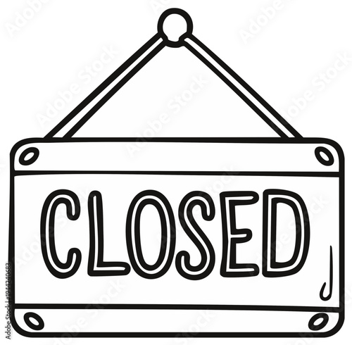 Simple Closed Sign with Outline Style for Business Hours and Store Status