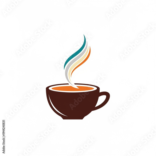 Brown Coffee Cup with Steam Rising.