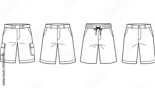 Shorts vector illustration set with different styles and designs
