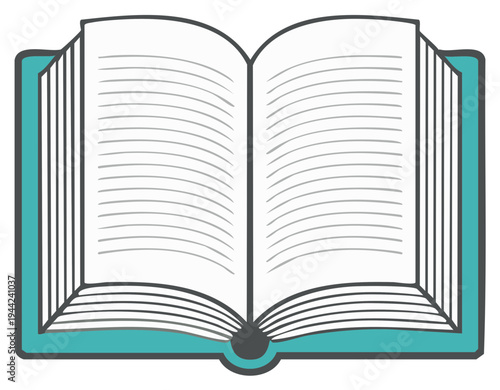 Stylized Icon of an Open Hardcover Book for Education Library and Knowledge