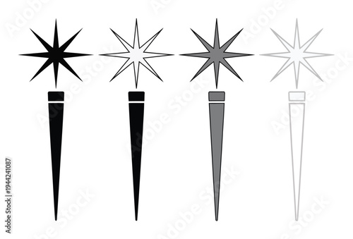 Four Sparklers in Black, White, Gray, and Faded Gray