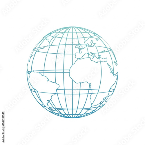 Globe Illustration with Grid Lines.