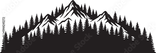 Jagged Horizon Coniferous Forest Mountain Ridge Silhouettes for Outdoor Adventure