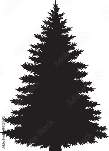Symmetrical Blue Spruce Tree Silhouettes with Sharp Edged Cone and Needle Layers